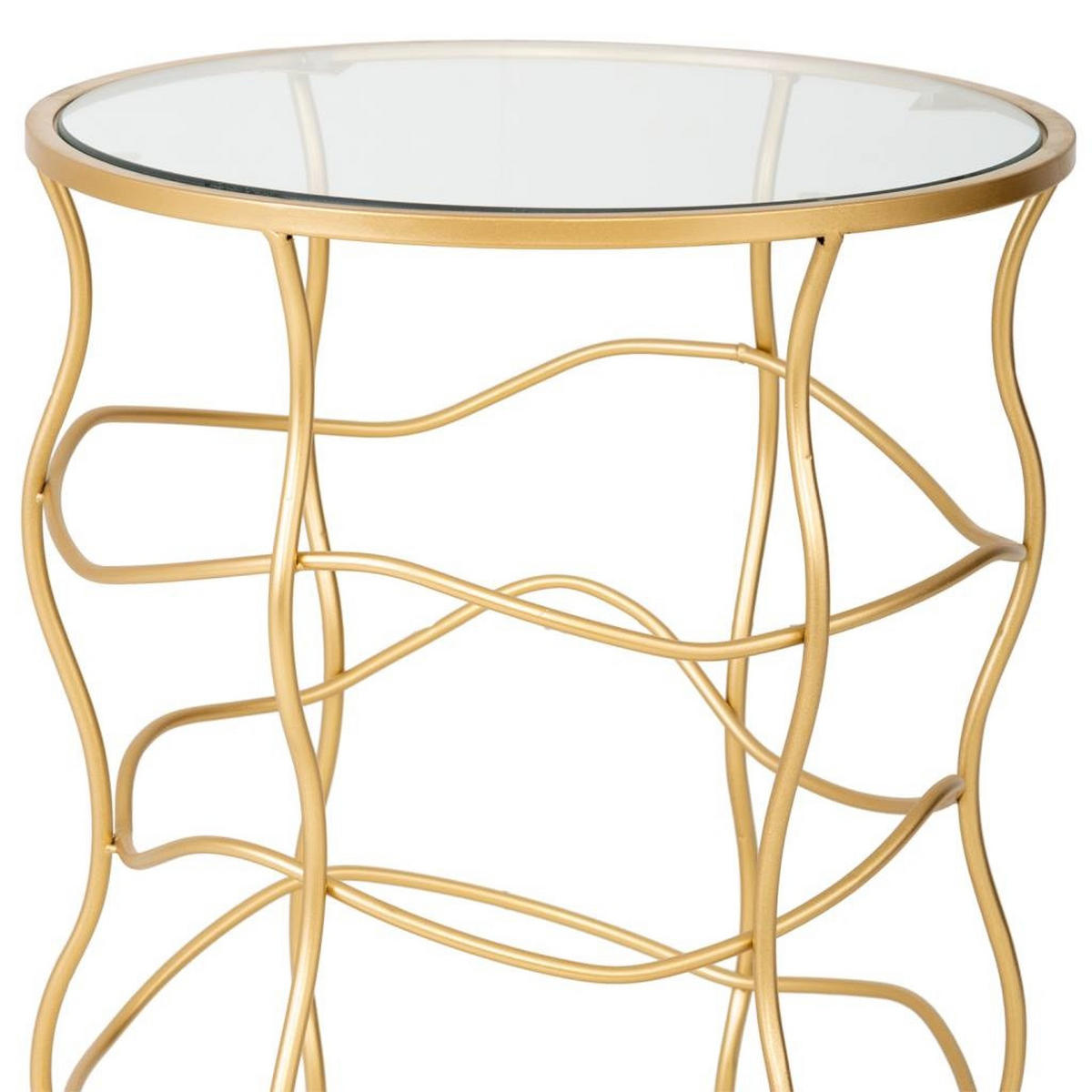 TISCH aus Metall und Glas, golden, 46x60cm - Goldfarben, Metall (46/46/60cm) - Wanderlust