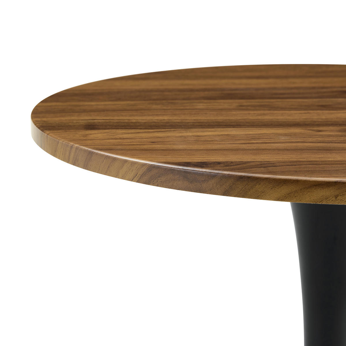 BEISTELLTISCH 60/60/72 cm walnussfarben/schwarz aus MDF und Metall mit runder Tischplatte - Schwarz, Holzwerkstoff (60/60/72cm) - OKWISH