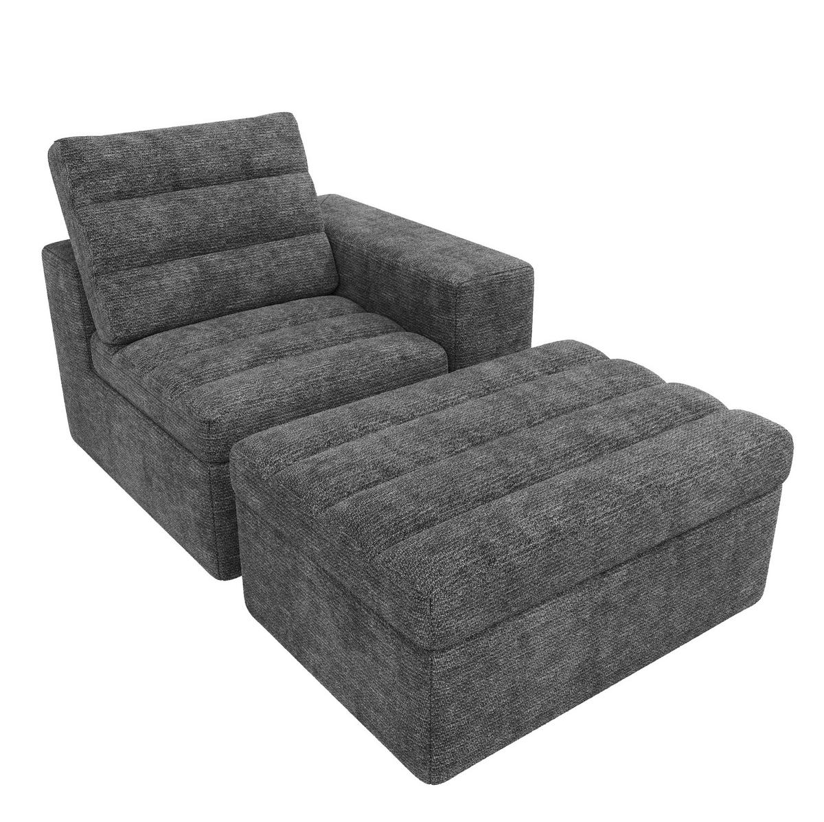 ECKSOFA 253/161/89 cm hellgrau aus Chenille rahmenlos - Hellgrau, Textil (161/253cm) - OKWISH