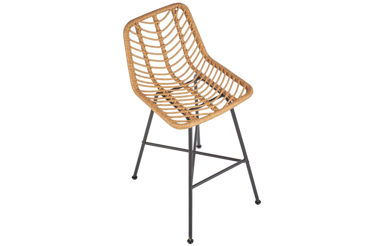 HOCKER IDUS Skandinavisch, natur/schwarz - Schwarz/Naturfarben, Kunststoff (113/46/43cm) - KONSIMO®