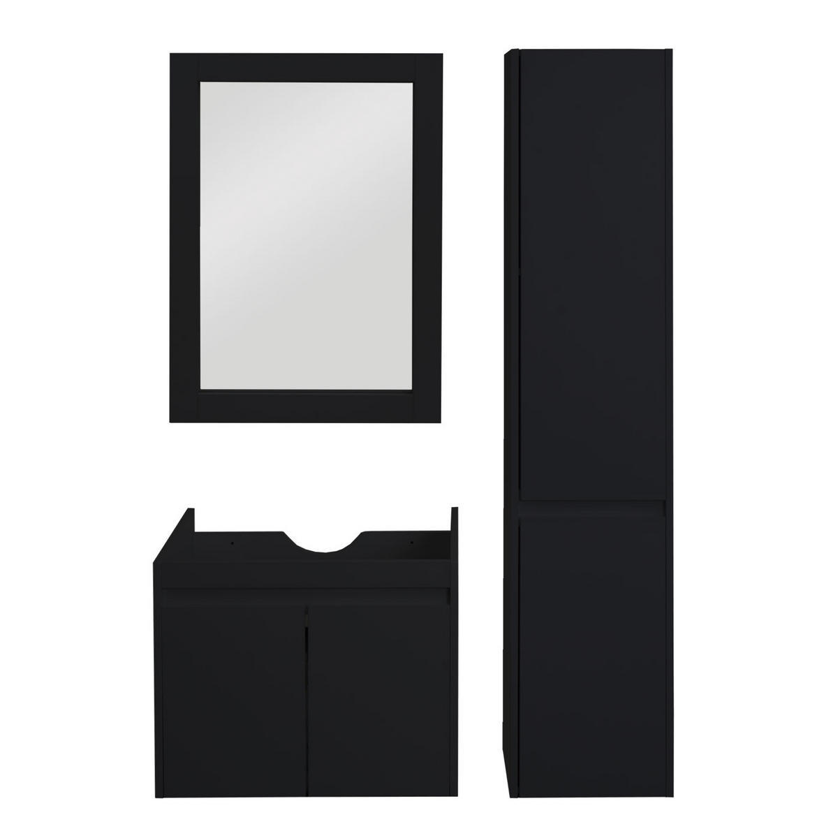 BADEZIMMERSET Schwarz 3er-Set - Schwarz, Holzwerkstoff (100/160/40cm) - MCW