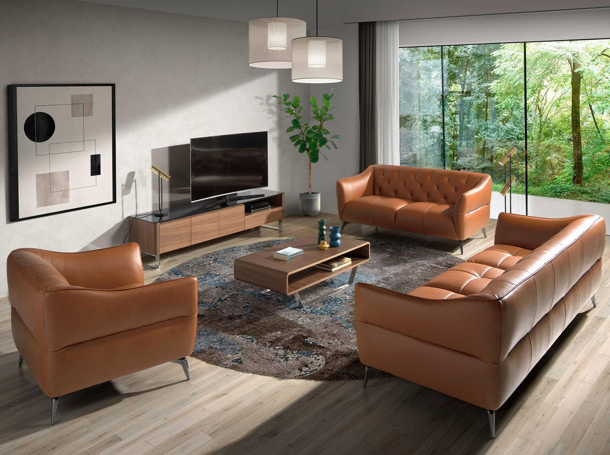 COUCHTISCH Rechteckiger Couchtisch Nussbaum und verchromter Stahl 120/60/36 cm - Edelstahlfarben/Nussbaumfarben, Holz/Metall (60/120/36cm) - ANGEL CERDA