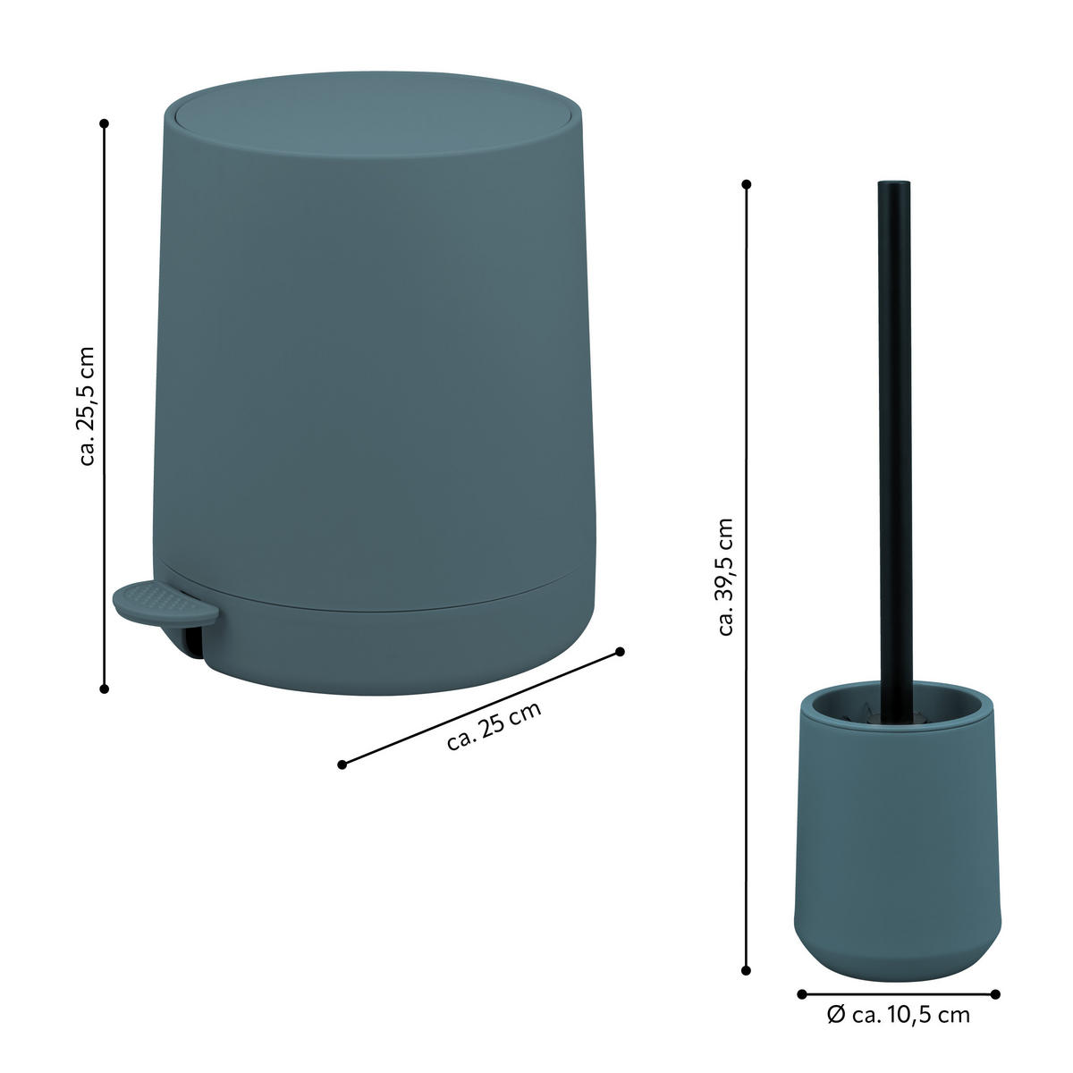 BAD-ACCESSOIRES-SET TESERO, Soft-Touch, blau - Blau, Kunststoff (22.5/25.5/25cm) - eluno