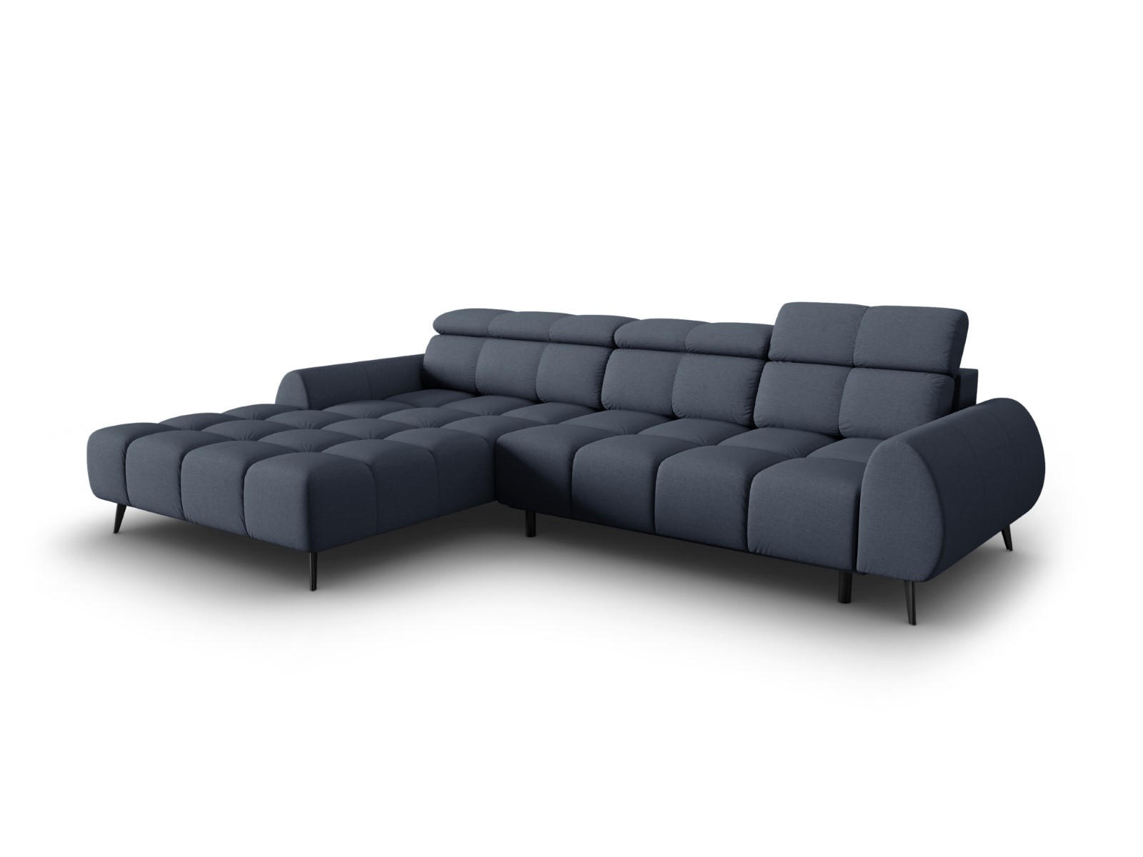 ELEKTRISCHES-ECKSOFA links Alyse aus strukturiertem Stoff dunkelblau 5 Sitzplätze - Dunkelblau, Textil (188/295cm) - Micadoni