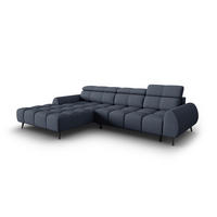 ELEKTRISCHES-ECKSOFA links Alyse aus strukturiertem Stoff dunkelblau 5 Sitzplätze - Dunkelblau, Textil (188/295cm) - Micadoni