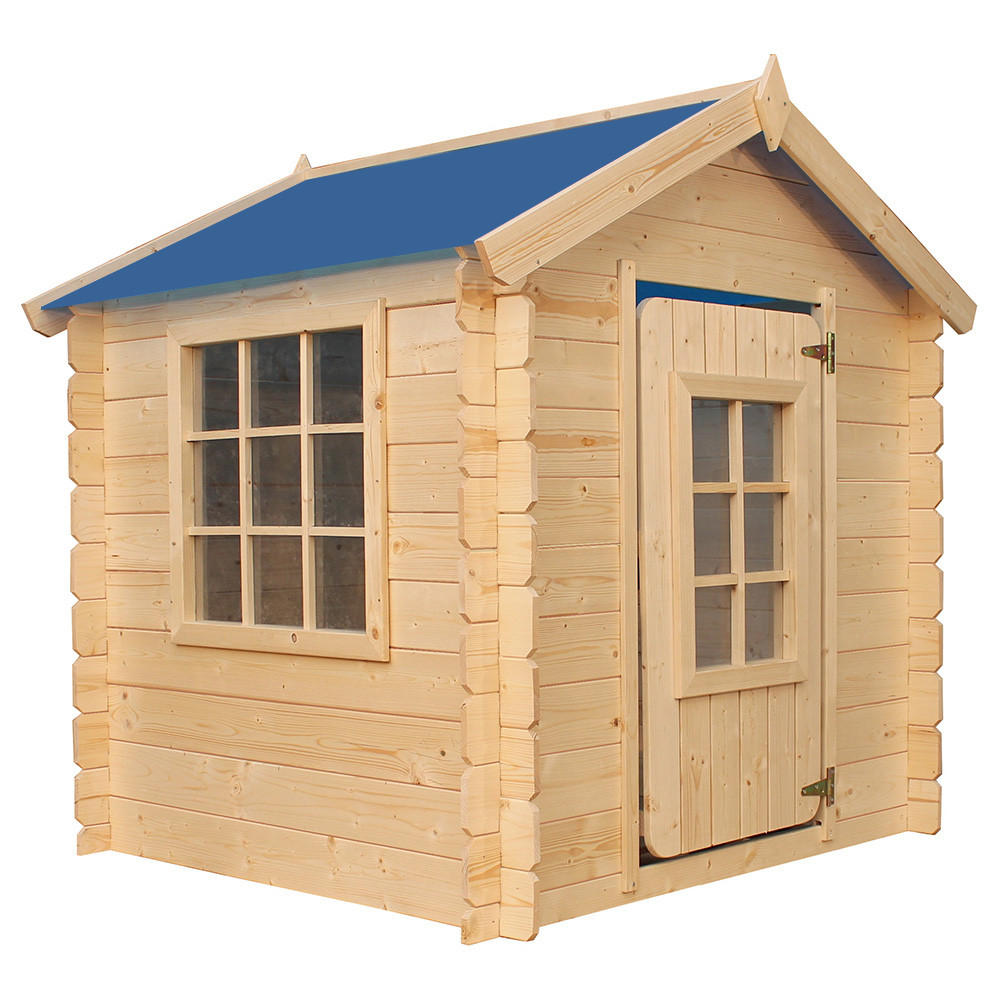 KINDERSPIELHAUS aus Holz - 111x113xH121 cm/0.9 m2 - M570M-1 - Beige, Holz (114/121/111cm) - Timbela