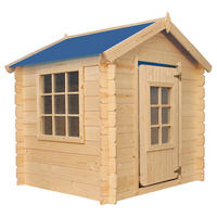 KINDERSPIELHAUS aus Holz - 111x113xH121 cm/0.9 m2 - M570M-1 - Beige, Holz (114/121/111cm) - Timbela