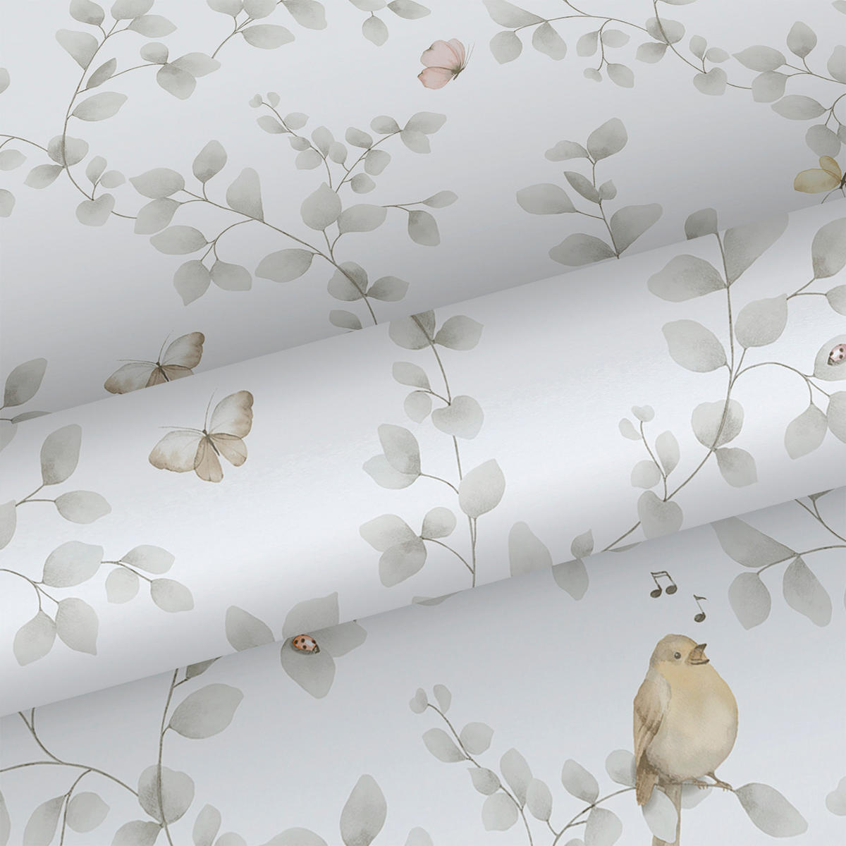 TAPETE Blumen und Vögel 53 cm x 10.05 m - Weiß, Papier (53/0.1cm) - Sanders & Sanders