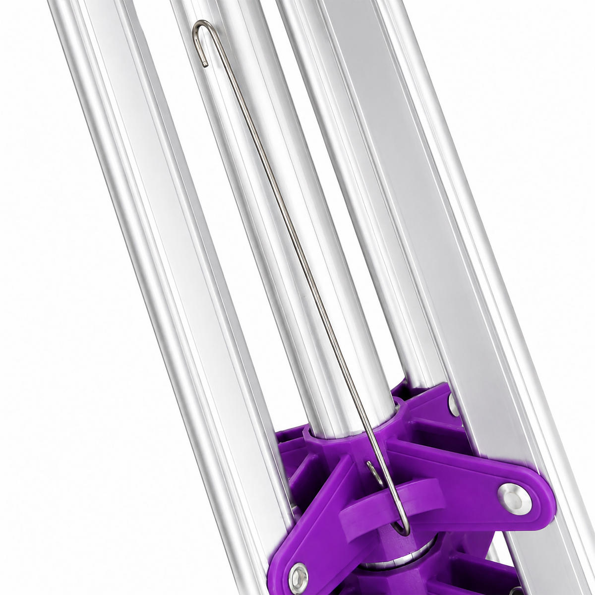 USCĂTOR Argintiu mov 19,2 m sfoară cu suport pliabil - argintiu, material plastic/metal (167/158/167cm) - Relaxdays