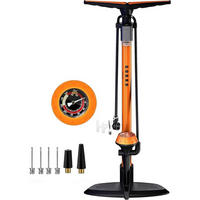 FAHRRADPUMPE mit Manometer für Presta und Schrader Ventile - Orange, Metall (24.1/73.7/24.1cm)
