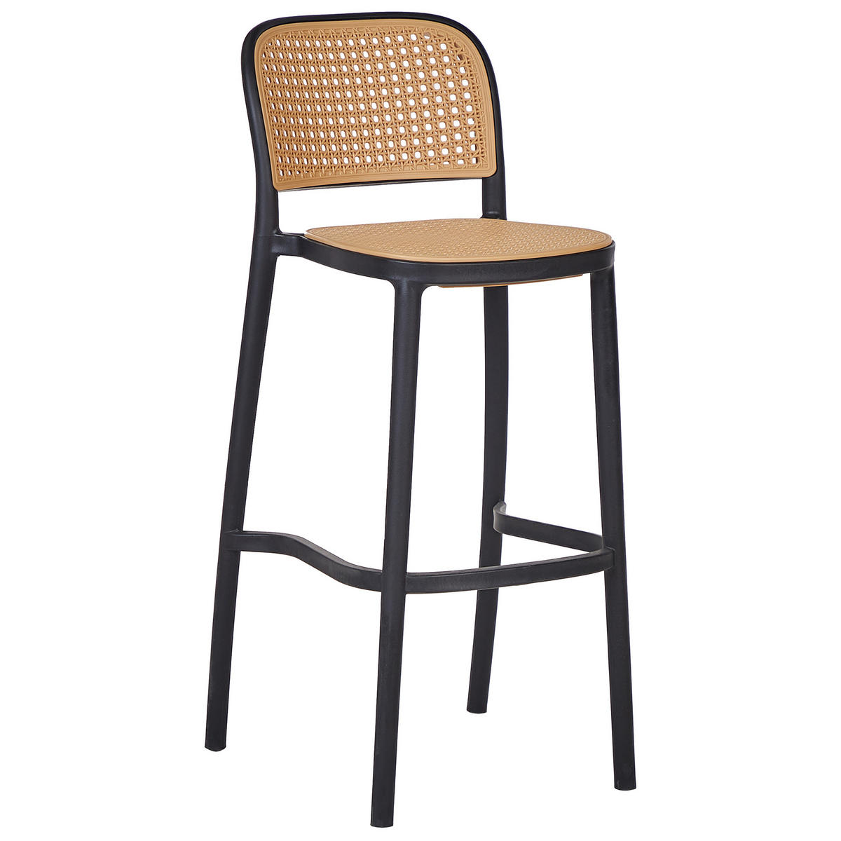 BARSTÜHLE 4er-Set Beige Plose - Beige/Schwarz, Kunststoff (40/102/46cm) - Beliani