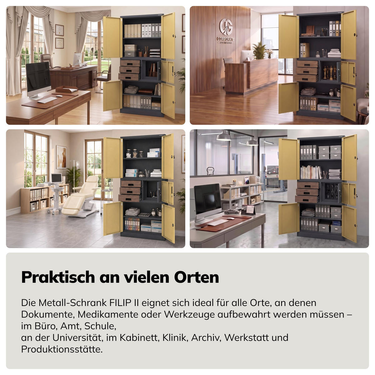 AKTENSCHRANK FILIP II 185x90x40 cm - Anthrazit/Nussbaumfarben, Metall (90/185/40cm) - Jan Nowak