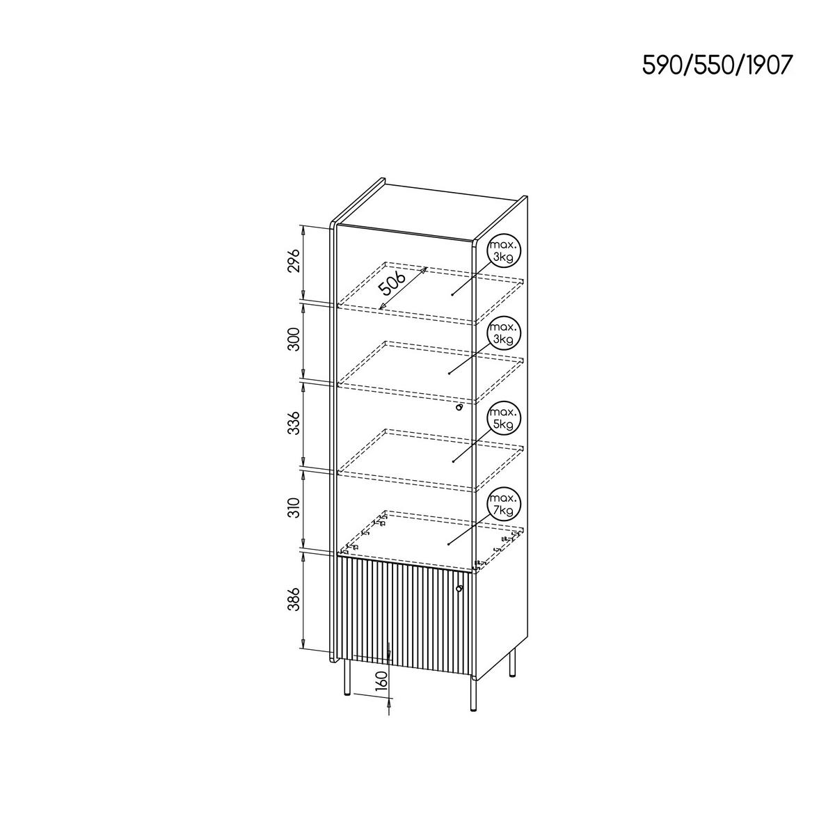 DREHTÜRENSCHRANK Piano mit 2 Türen, Mattschwarz + Warmia-Nussbaum - Dunkelbraun/Schwarz, Holzwerkstoff (59/191/55cm) - Beautysofa