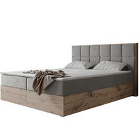 BOXBETT LAVIO II 160/200 cm, in Hellgrau, mit Matratze und Topper - Hellgrau, Holzwerkstoff/Textil (160/200cm) - Idohome