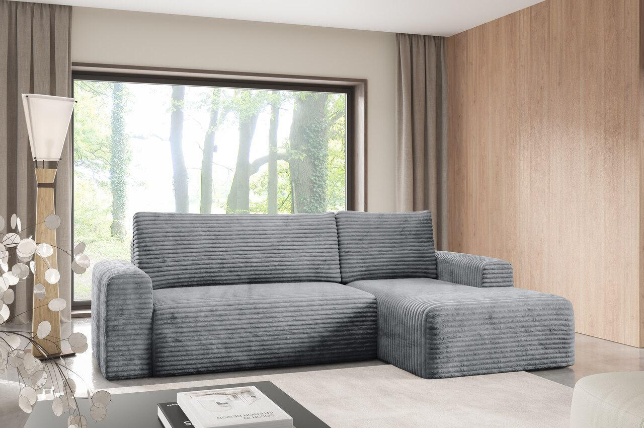 ECKSOFA mit Schlaffunktion Grau - Grau, Textil (268/163cm) - Furnisell