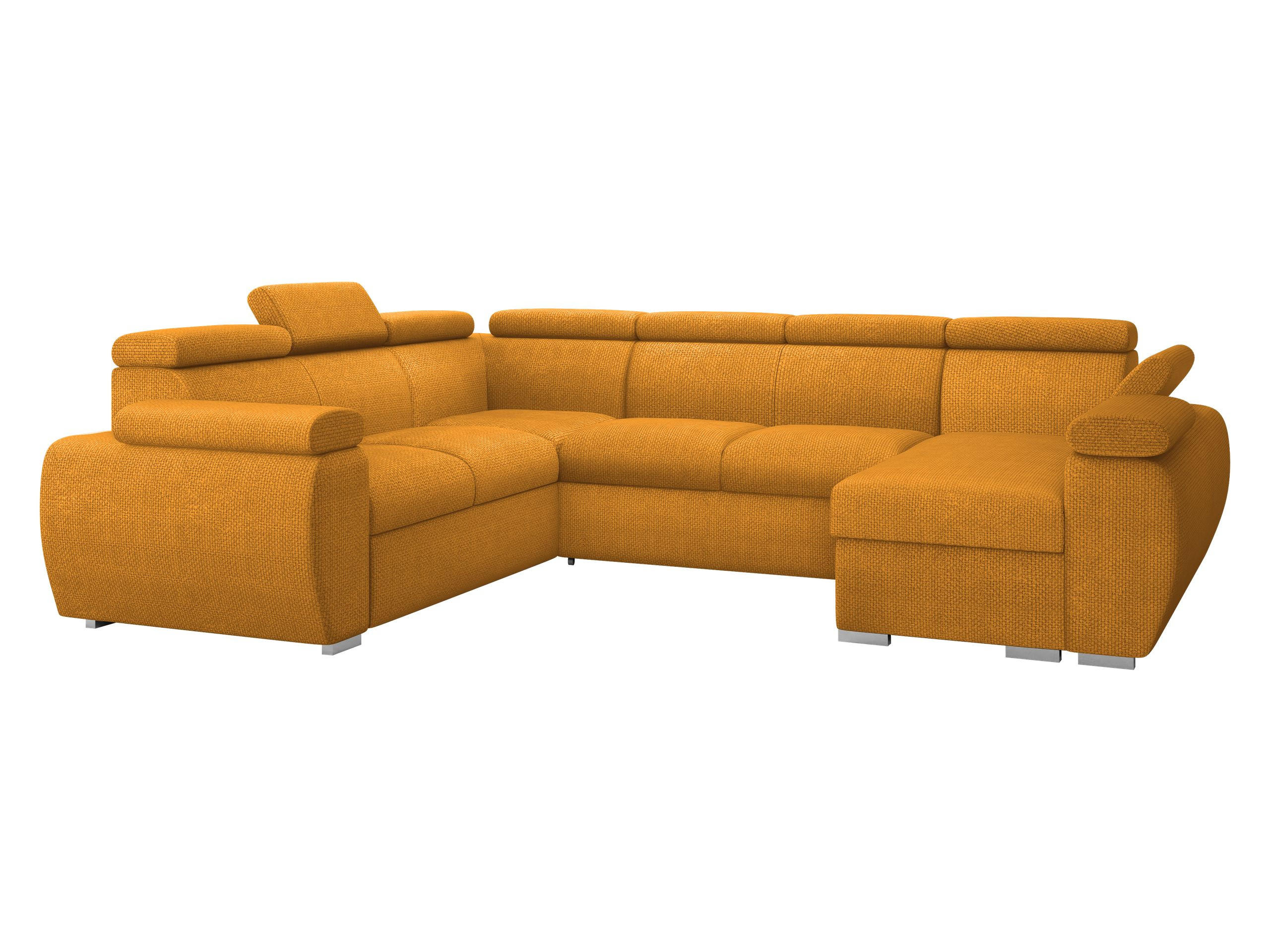 WOHNLANDSCHAFT Boston U, Seite: Rechts - 2R+R+2P+LC - Chromfarben/Currygelb, Holz/Textil (325/98/260cm) - MIRJAN24