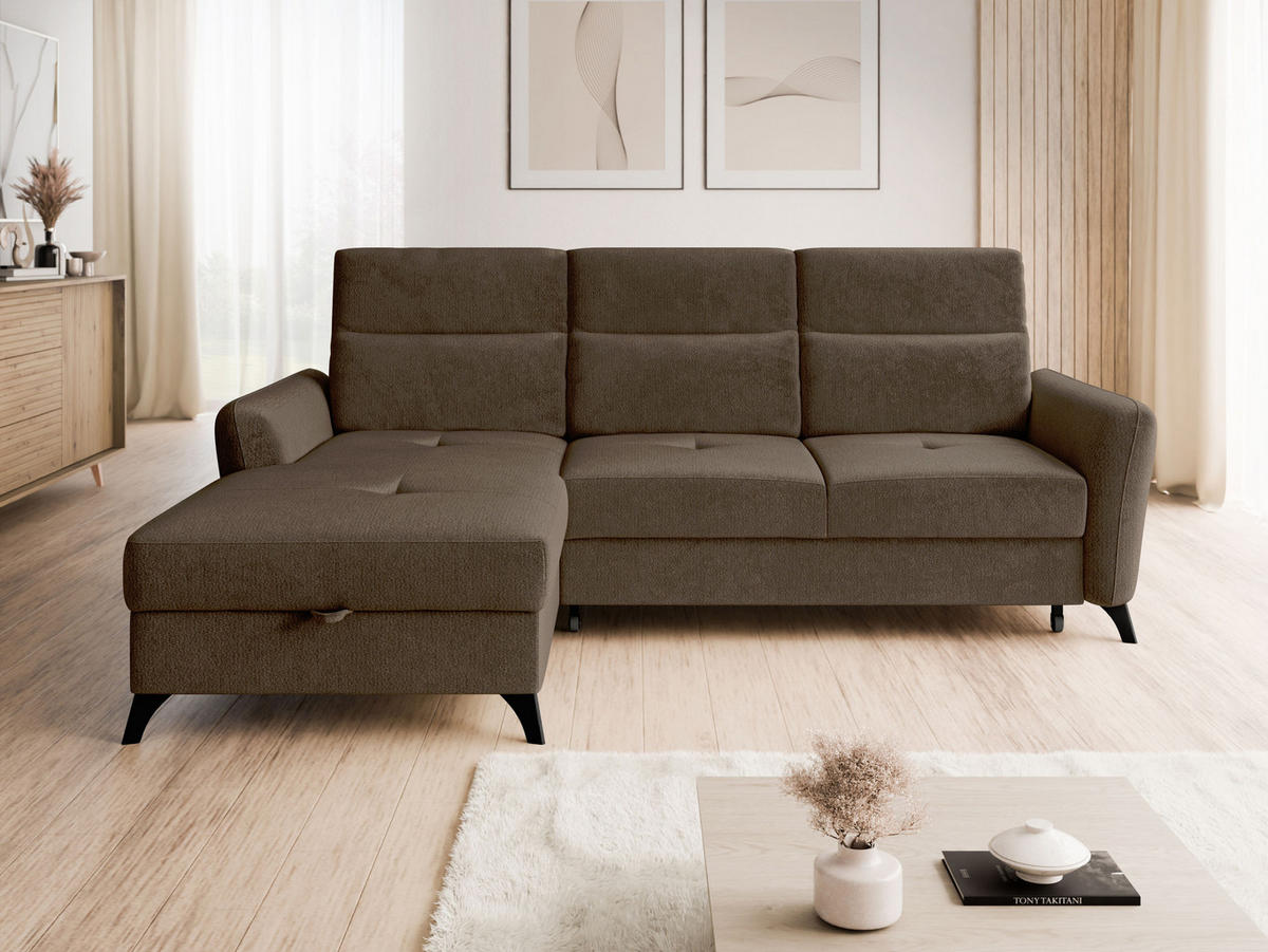 ECKSOFA Talia, Seite: Links LC-2R - Schwarz/Braun, Holz/Kunststoff (238/167cm) - MIRJAN24