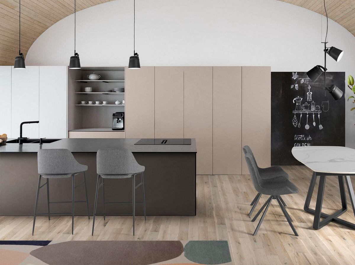 HOCKER aus grauem Stoff - Schwarz/Grau, Textil/Metall (49/90/53cm) - ANGEL CERDA