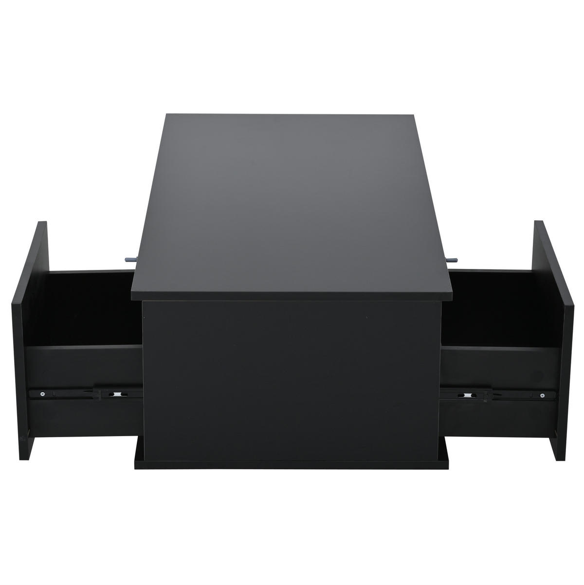 COUCHTISCH 100/50/30 cm in Schwarz mit LED-Beleuchtung und 2 Schubladen - Schwarz, Holzwerkstoff (100/50/30cm) - Flora Grace