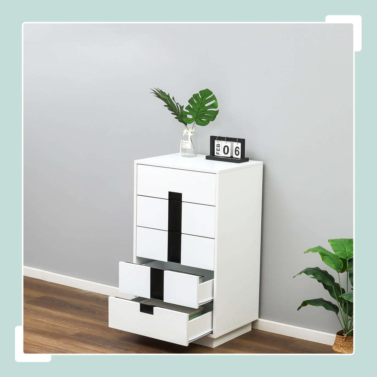 KOMODA - biela, kompozitné drevo (50/88/40cm) - Relaxdays