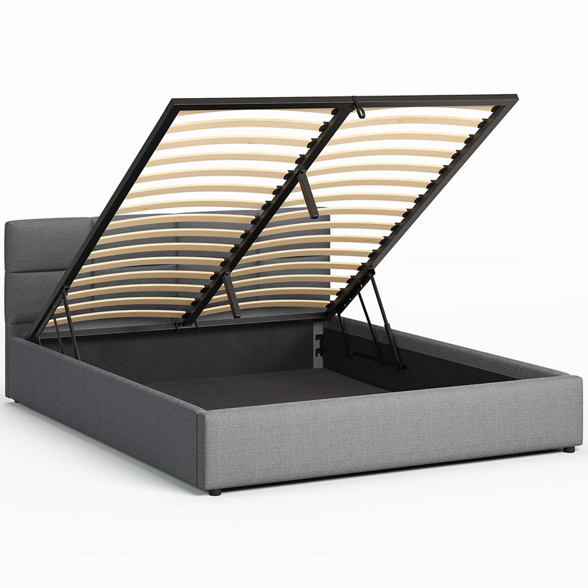 POLSTERBETT 160×200 mit Bettkasten und Lattenrost Mika 028-28 Grau Geflochten - Grau, Holz/Textil (160/200cm) - Jana