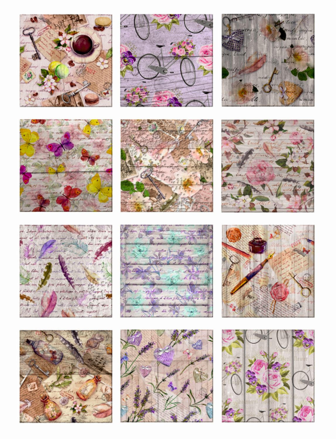 WANDTATTOO Seiten aus botanischen Büchern 65 x 85 cm - Multicolor, Papier (85/65/65cm) - Sanders & Sanders