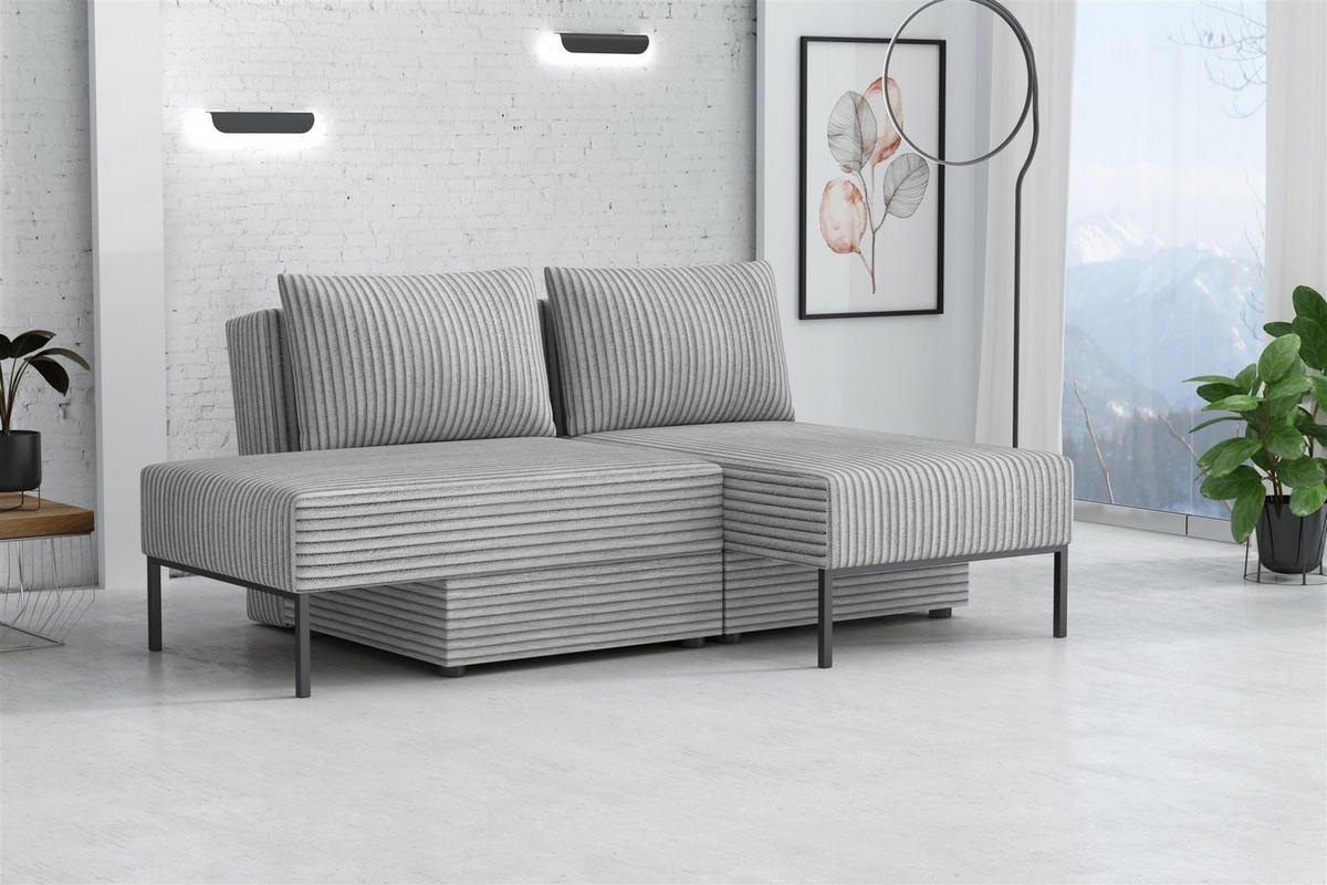 SCHLAFSOFA Gorka - Hellgrau, Holzwerkstoff/Textil (240/87/103cm) - Fun Möbel