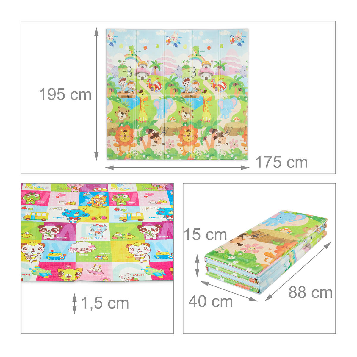 SPIELMATTE - Multicolor, Kunststoff/Textil (195/175cm) - Relaxdays