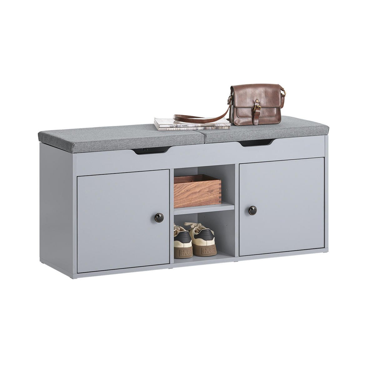 SCHUHBANK Grau - Grau, Holzwerkstoff (100/48/34cm) - SoBuy