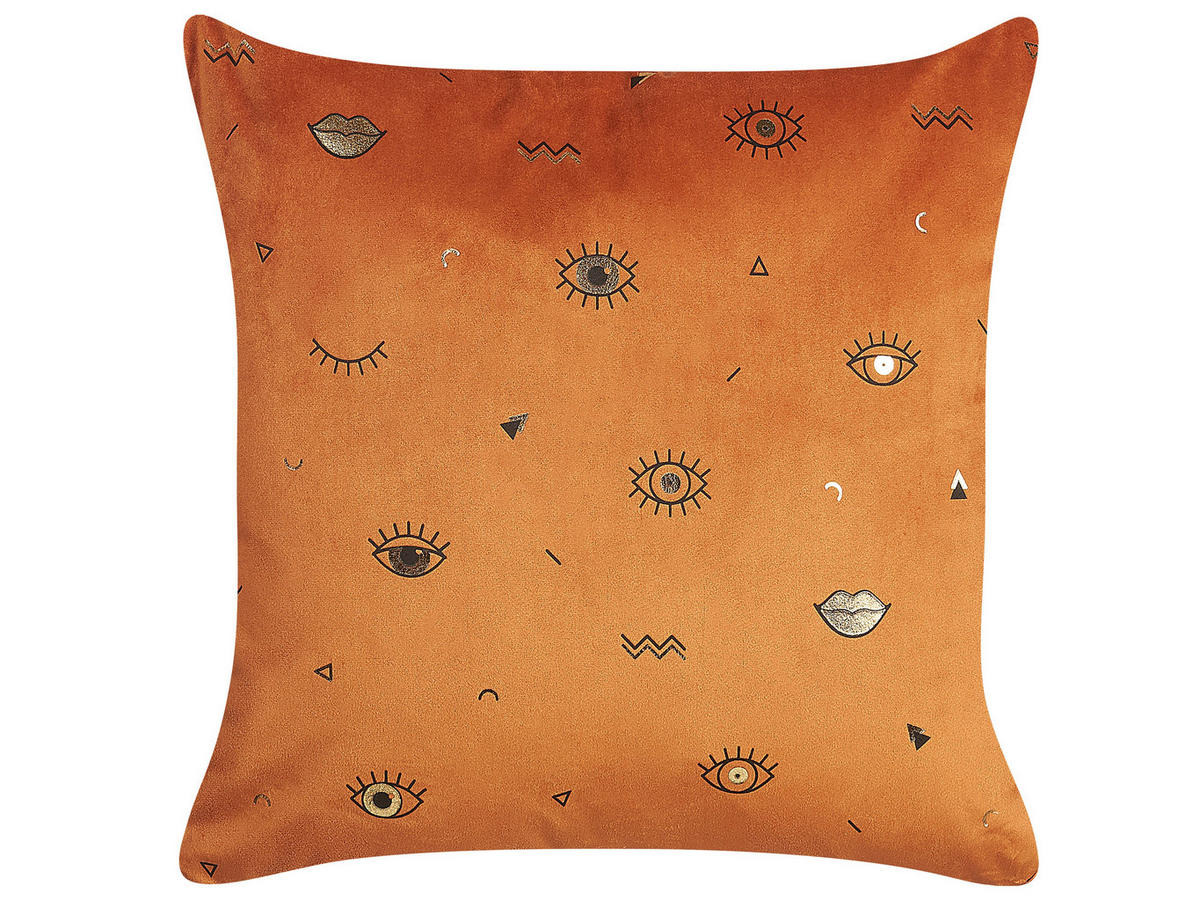 DEKOKISSEN 2er-Set Orange 45/45 cm Aeonium - Orange, Textil (45/45cm) - Beliani