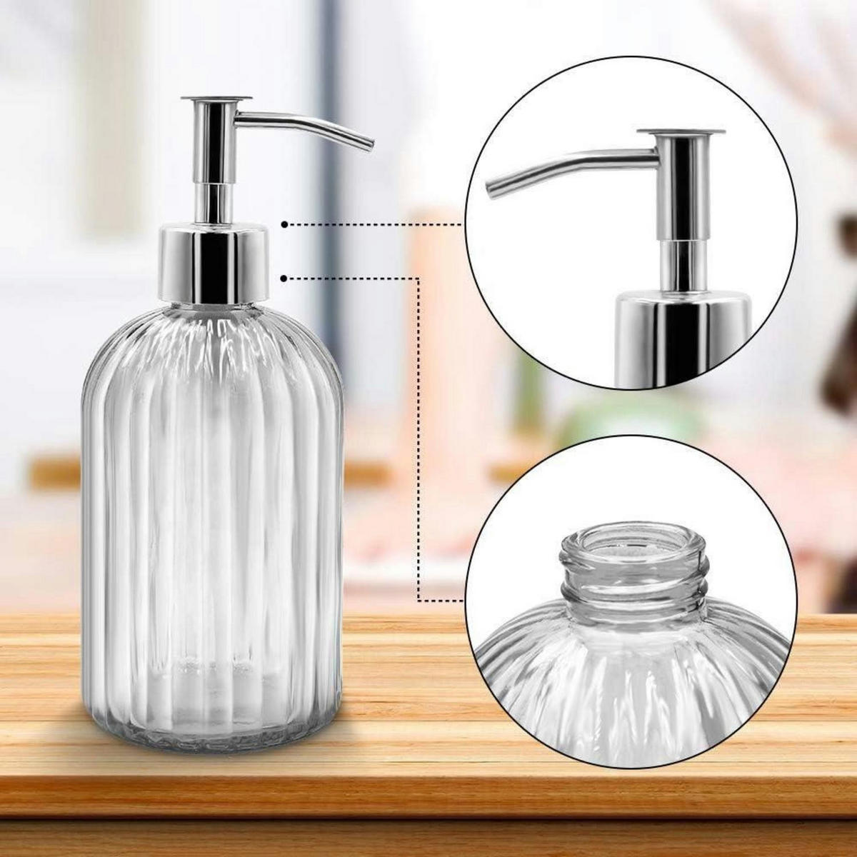 SEIFENSPENDER 2er Set Glas mit Pumpe 400ml Weiß - Weiß, Glas (5/18/5cm)