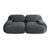 ECKSOFA modular rahmenlos mit geschwungenen Armlehnen und rutschfester Unterseite, Grau - Grau, Textil (208/103cm) - Redom