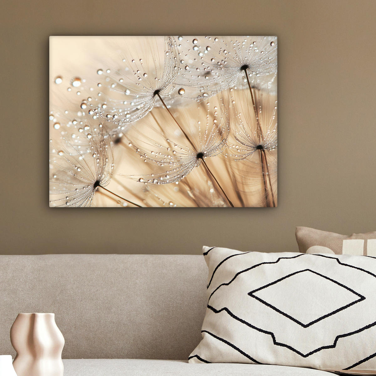 LEINWANDBILD Löwenzahn - Abstrakt - Natur - Beige 40x30 cm - Braun, Textil (40/30cm) - MuchoWow
