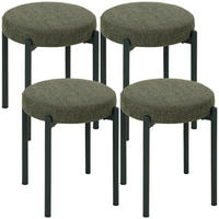 HOCKER 4er Set Polyester Dunkelgrün - Dunkelgrün, Textil/Metall (45/47.5/45cm) - HOMCOM