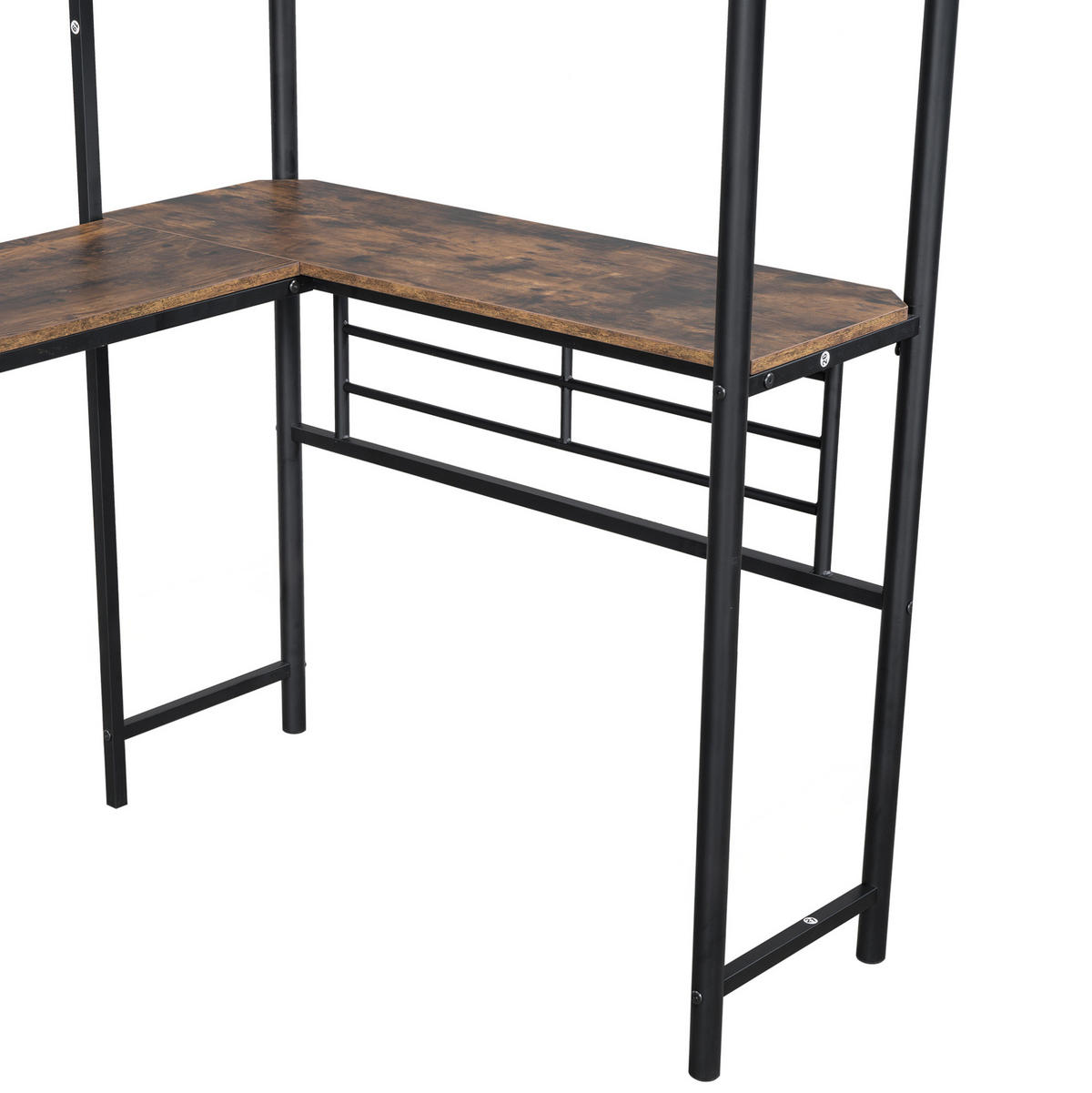 HOCHBETT 297,5/205,2/170 cm aus Metall und MDF mit Schreibtisch und Doppeltreppe Schwarz - Schwarz, Metall (90/200cm) - Modenvie