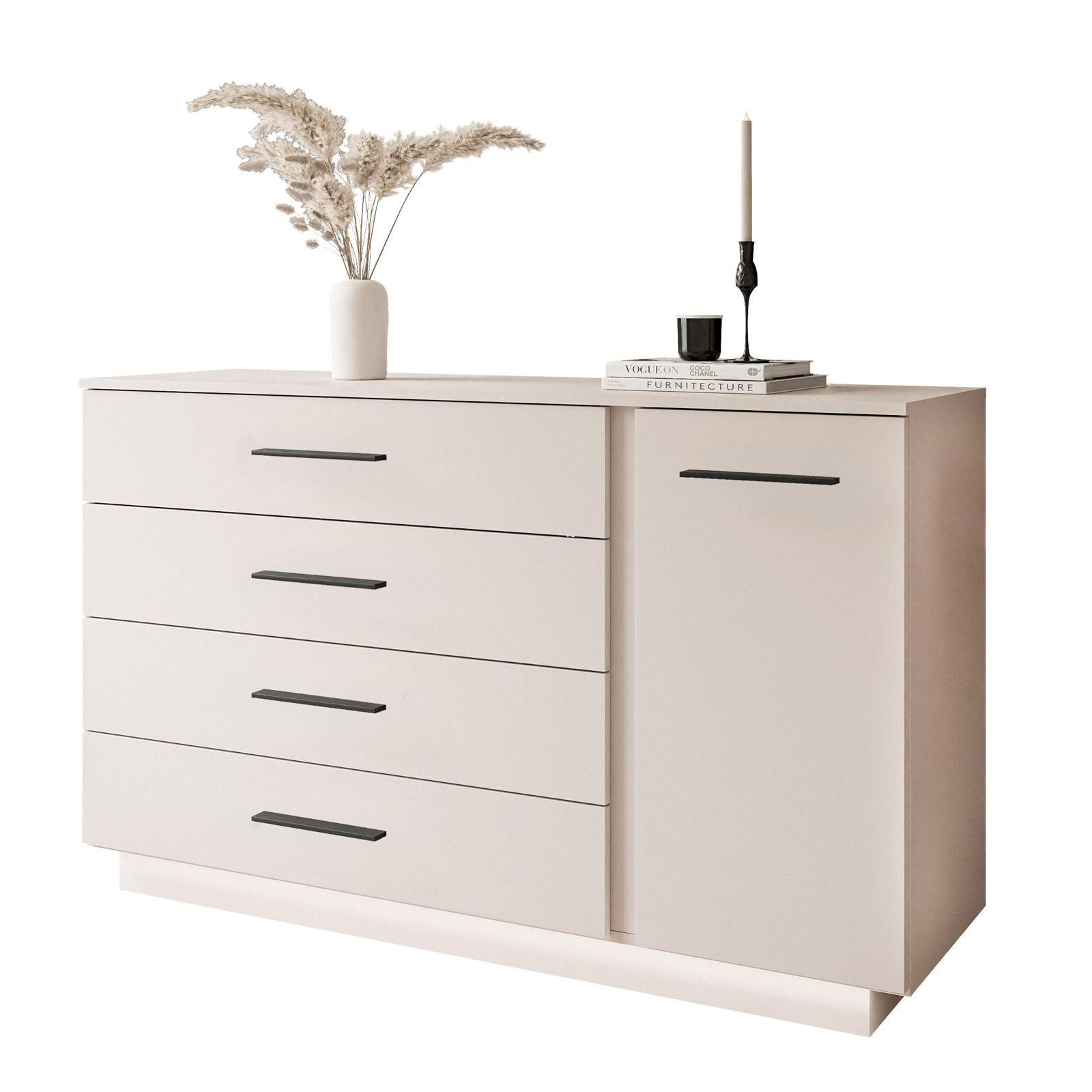 Lookway Kommode Kaschmir, Schwarz 138x84x40 cm