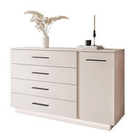 KOMMODE LINA KASCHMIR II 1D4S mit LED-Beleuchtung Schwarze Griffe - Kaschmir/Schwarz, Holzwerkstoff (138/84/40cm) - Lookway