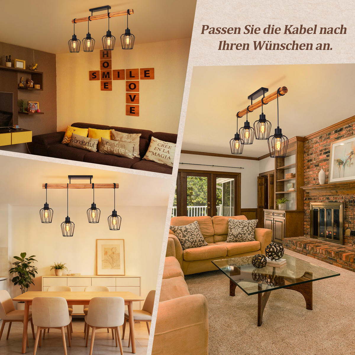 DECKENLEUCHTE Belenor 80/13/48 cm - Schwarz, Holz/Metall (80/13/48cm) - ZMH