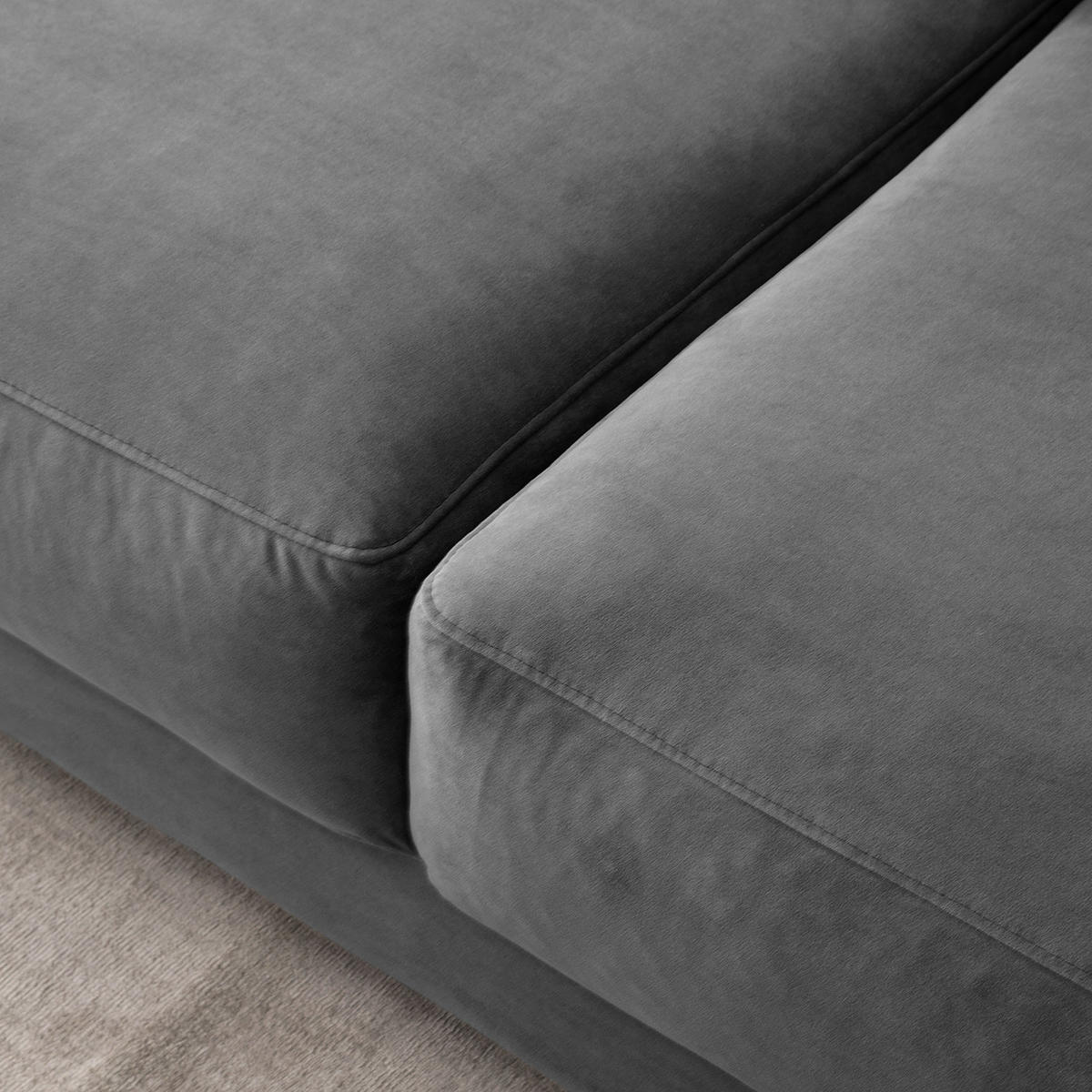 3-SITZER SOFA - Schwarz/Grau, Kunststoff/Textil (252/80/117cm) - home24