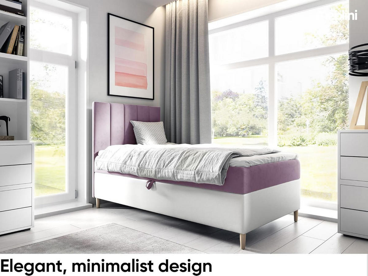 KINDERBETT MAYA 1 - Lila/Weiß, Holzwerkstoff (102/208cm) - Meblini