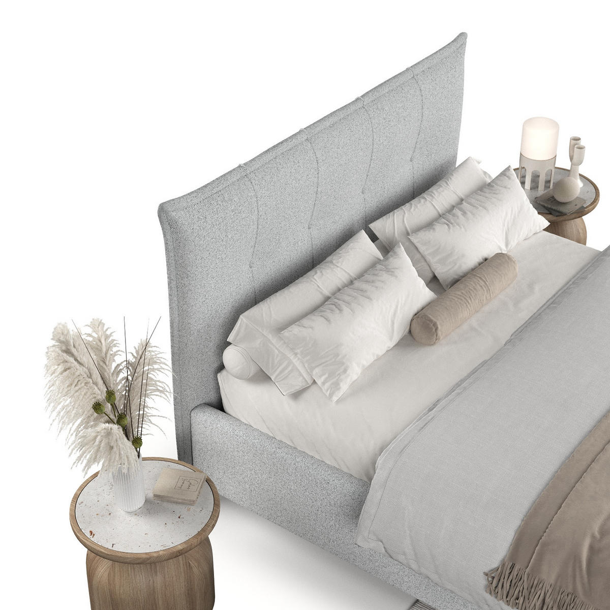 POLSTERBETT Plaza 160/200 cm Hellgrau im Riva Stoff - Hellgrau/Naturfarben, Holz/Holzwerkstoff (160/200cm) - AltaBeds