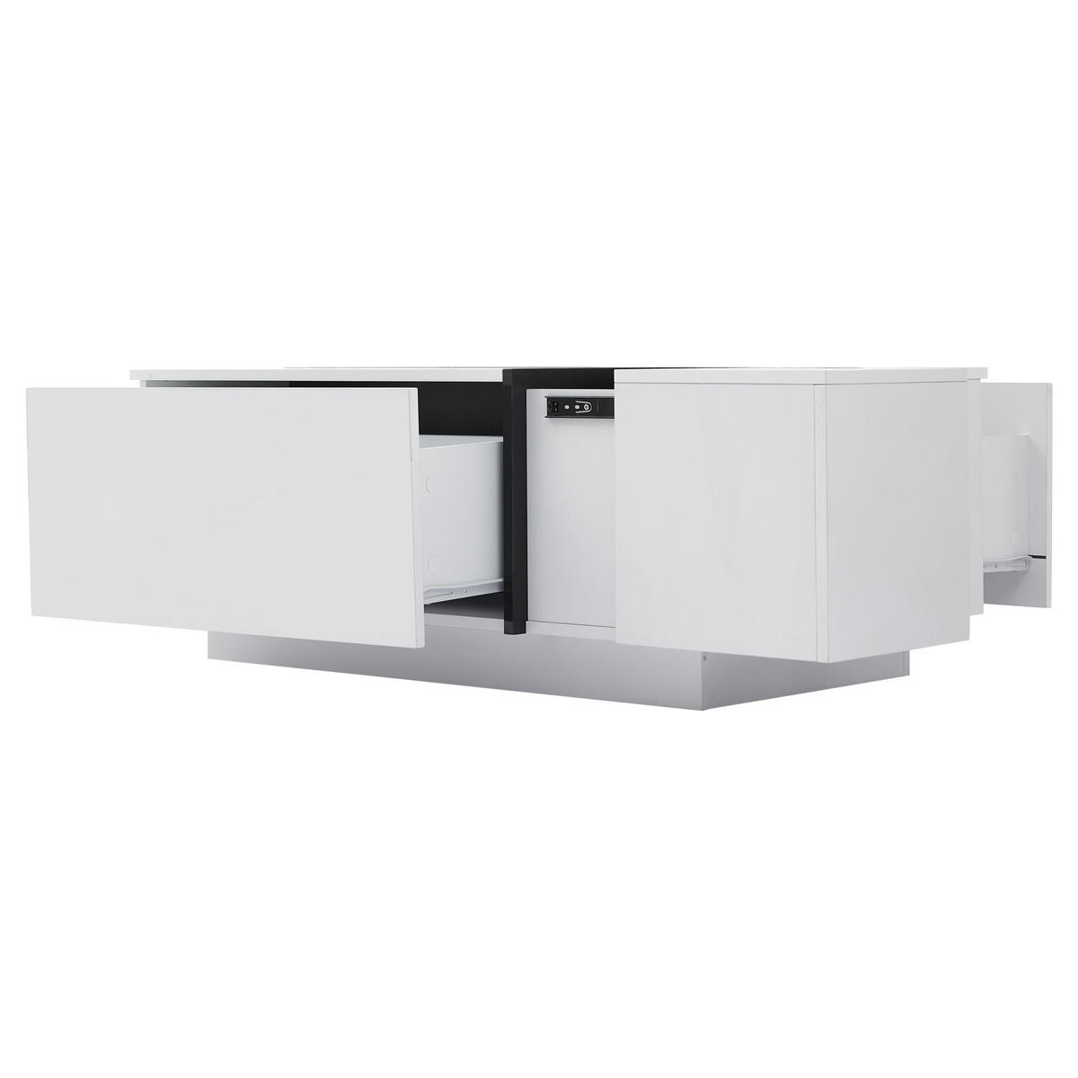 COUCHTISCH aus Spanplatte, Weiß/Schwarz, Hochglanz-Tischplatte, 4 Schubladen, 30 kg Traglast, 100/60/40 cm,Weiß - Weiß, Holzwerkstoff (100/60/40cm) - Redom