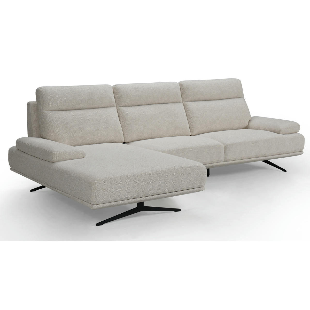 ECKSOFA Webstoff Beige - Beige/Schwarz, Textil/Metall (304/176cm) - Furnhouse