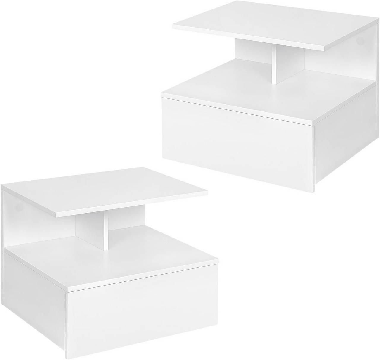 NACHTTISCH 2er Set, hängend, Holzwerkstoff, Weiß - Weiß, Holzwerkstoff (40/31/35cm) - Woltu