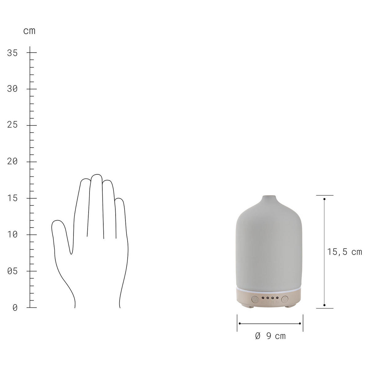 AROMA-DIFFUSER Cloud Nine - Grau, Kunststoff (9/16/9cm) - Butlers