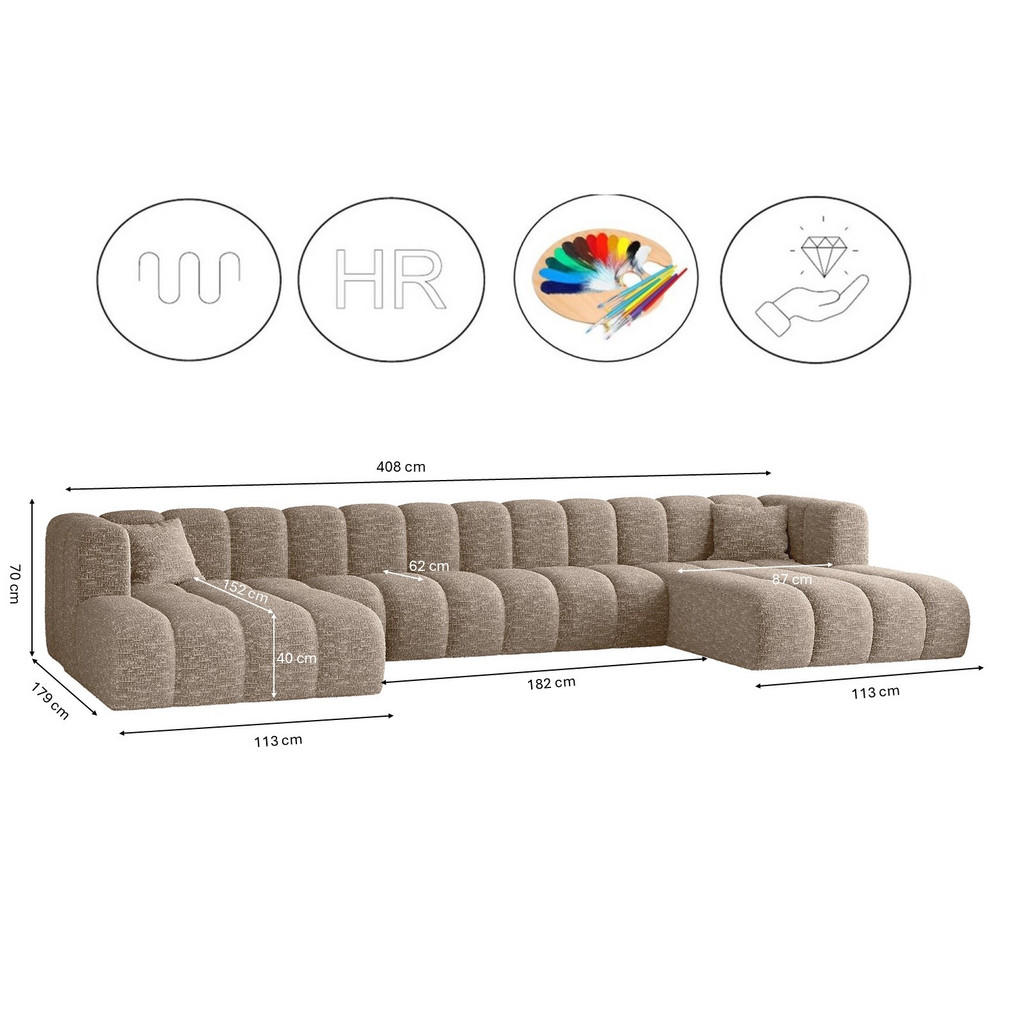 Thumbnail - Kaiser Möbel Ecksofa, Beige, Holz, 408x179 cm, Wohnzimmer, Sofas & Couches, Wohnlandschaften, Ecksofas