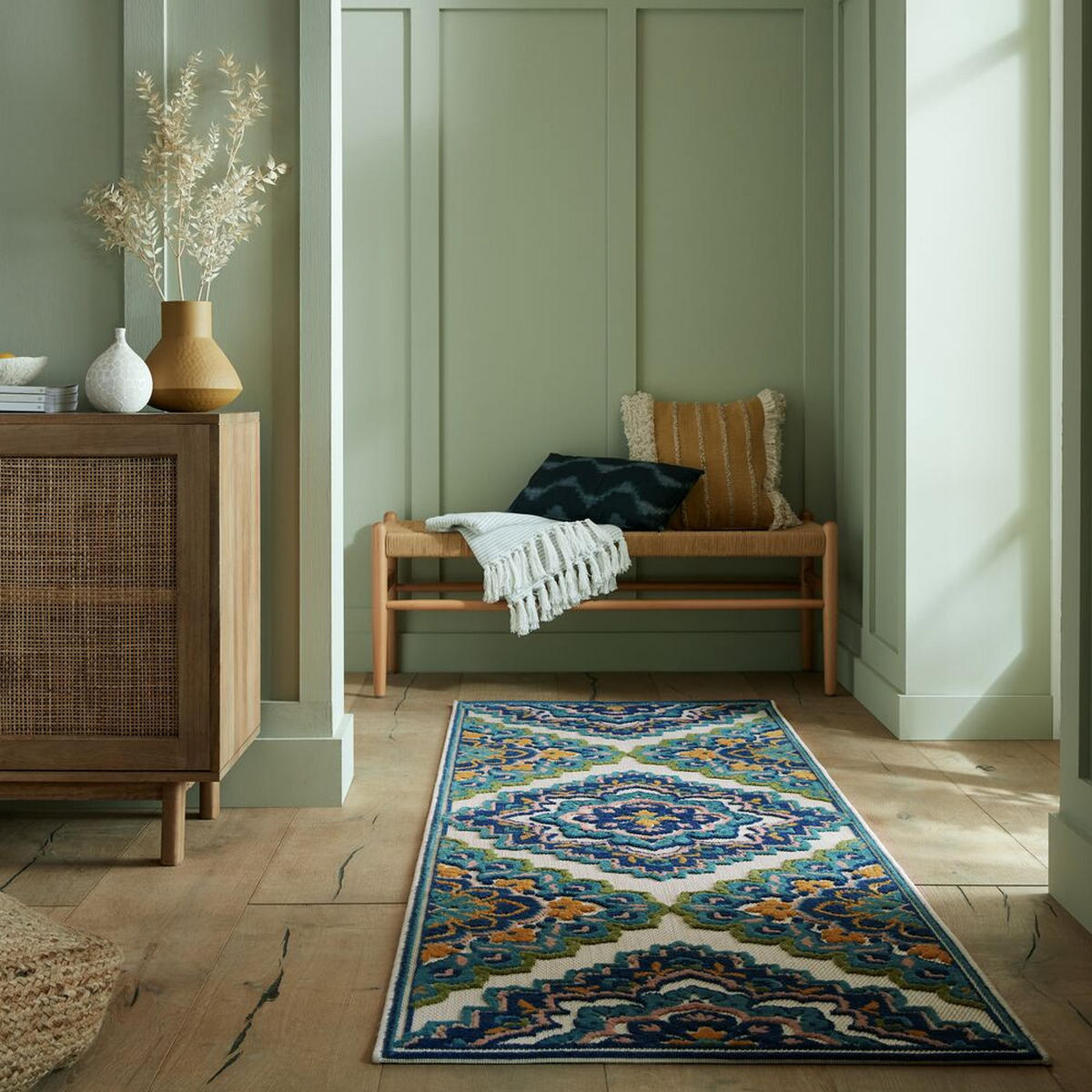 OUTDOOR-TEPPICH Floral-Design, superweich, blau MARDEN, Blau 80x230 cm - Blau, Textil (80/230cm) - KADIMA DESIGN