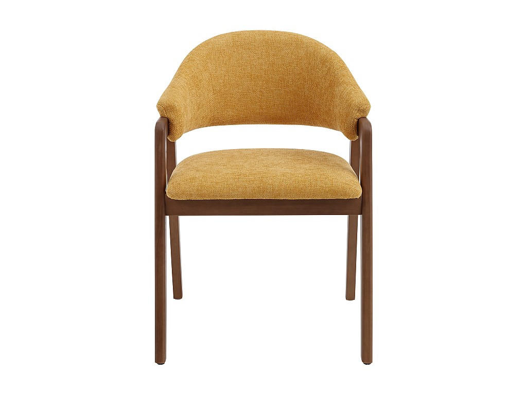 STUHL mit Armlehnen 2er-Set - Strukturstoff & Kautschukholz - Gelb & Dunkel-Natur - SOLUNA - Gelb, Textil (53.5/82/56cm) - Vente-Unique