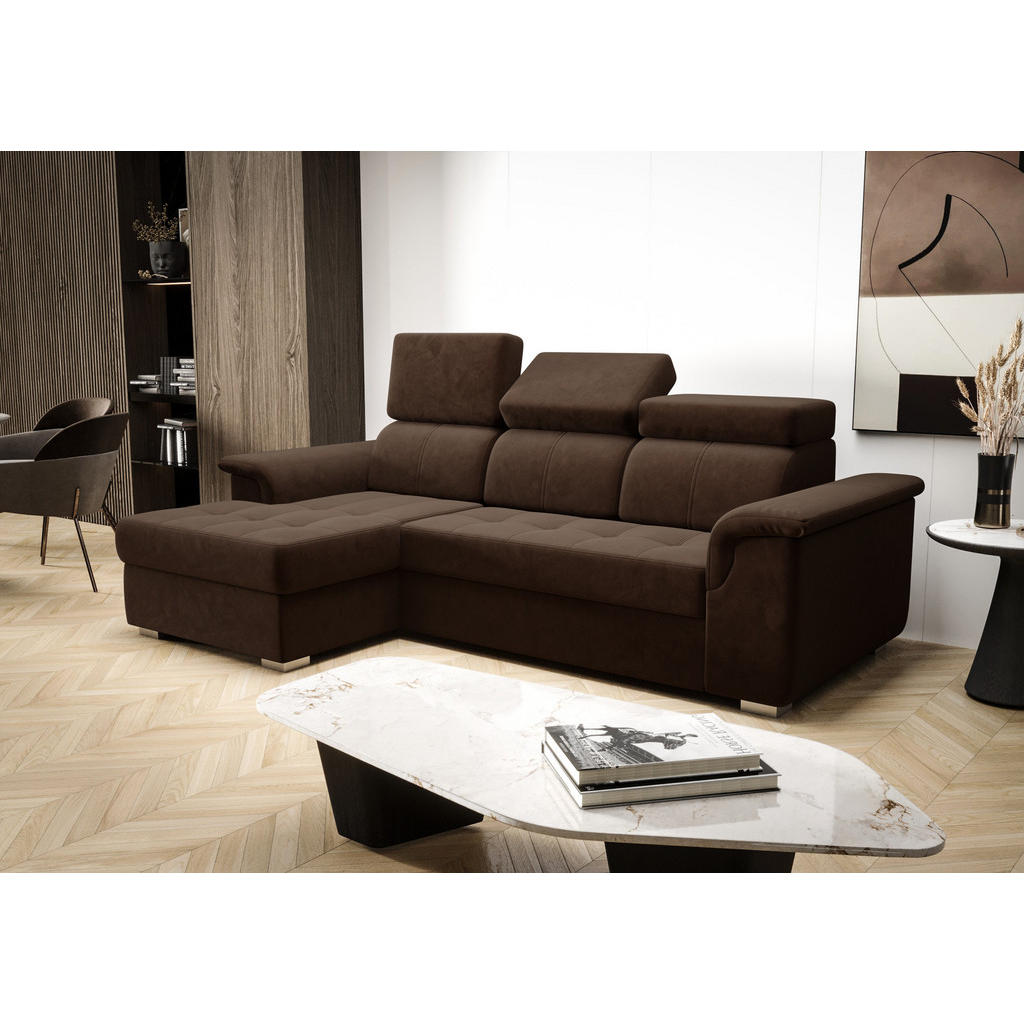 Thumbnail - O-Sofa Ecksofa, Dunkelbraun, Textil, 3-Sitzer, 247x165 cm, Wohnzimmer, Sofas & Couches, Wohnlandschaften, Ecksofas