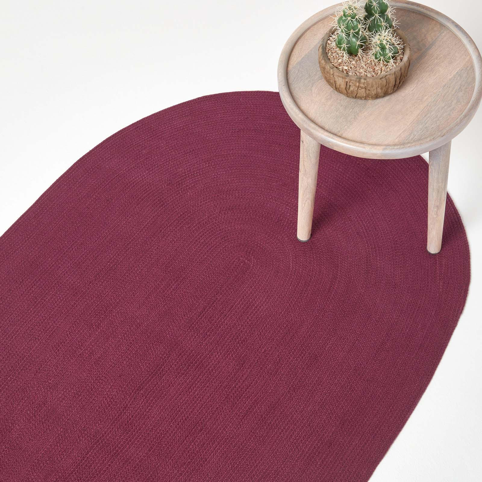 TEPPICH geflochten oval 50/80 cm - Weinrot, Textil (50/80cm) - Homescapes